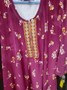 Floral Maroon Velvet Nightgown.
