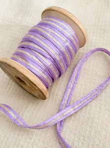Lavender saree border with golden silver stripes o