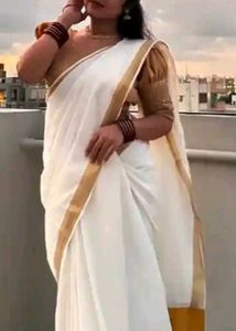 Cotton Kasavu kerala style Saree