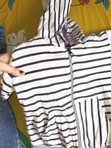 Cute Jeans and Striped Hoodie Set