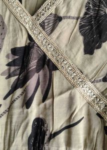 Elegant Printed Kurta with Embellished Neckline