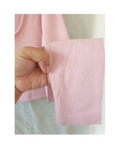 Pink Ribbed Long Sleeve Crop Top