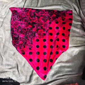 I.Vibrant Pink & Black Polka Dot Scarf top