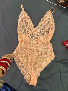 Peach Lace Teddy Bodysuit