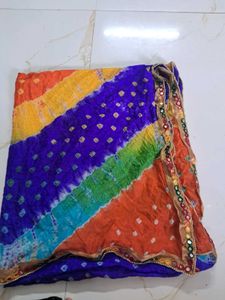Vibrant Bandhani Dupatta with Mirror Work Border
