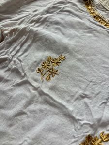 Elegant White Embroidered Short Kurti Like Top