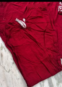 Maroon Kurta Set with White Embroidery