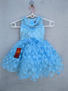 Beautiful Sky-blue Baby Girl Frock 💙