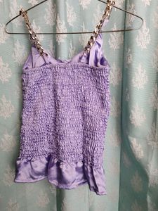 Lilac Ruched Chain Strap Tank