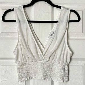 Cute White Smocked vest Crop Top