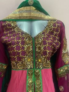 Elegant Pink &amp; Purple Anarkali Suit
