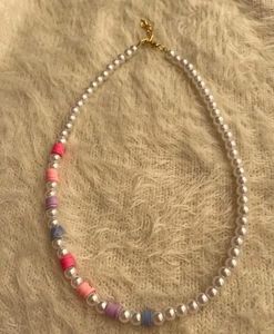 Chic Pearl &amp; Clay Bead Choker Necklace