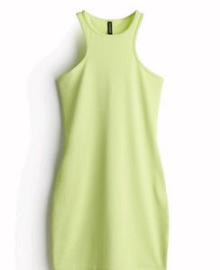 H&M Yellow Green Bodycon Mini Dress