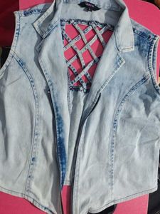 Glaiyor Denim Vest with Cutout Back