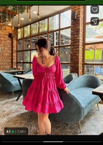 Vibrant pink  Tiered Mini Dress