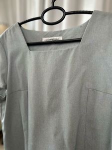 Chic Grey Square Neck Top