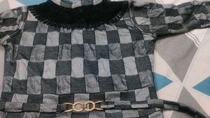 Grey-black Checkered Maxi Dress