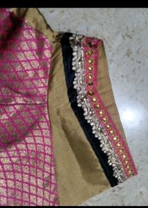 Elegant Pink Brocade Blouse with margin