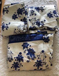 Blue&Off White Printed Door Curtains Set