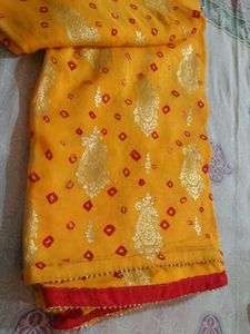 Yellow Saree with Red Blouse