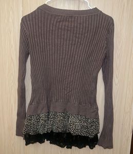 Cute Brown Cardigan with Leopard Print Top