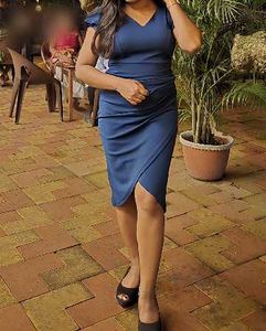 Elegant Teal Ruffle Sleeve Sheath Dress