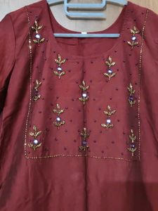Maroon handwork kurti