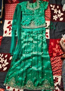 Green &amp; Gold Embellished Indian Dress