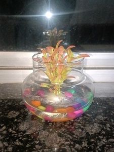 Decorative Glass Bowl with Colorful Stones