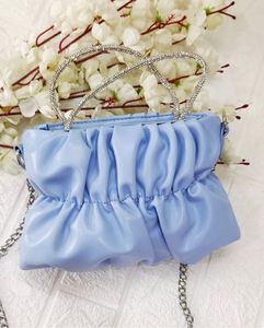 Baby Blue Ruched Chain sling Bag