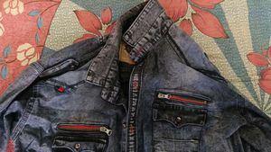 Stylish Washed Denim Shirt with Zippers