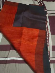 Vibrant Orange Ghicha Tassar Silk Saree