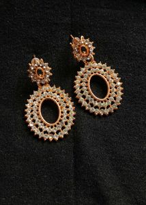 Rose Gold Crystal Oval Drop Earrings