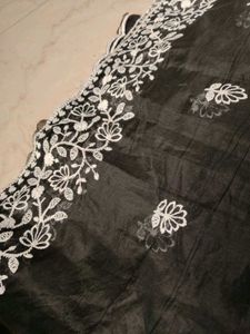 ✨Elegant Black unstitched Embroidered Kurta Set🖤