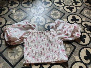 Cute Puff Sleeve Top with Floral Print