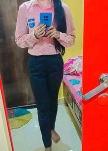 Pink Striped Button-Down & Black Pants With Tie 👔