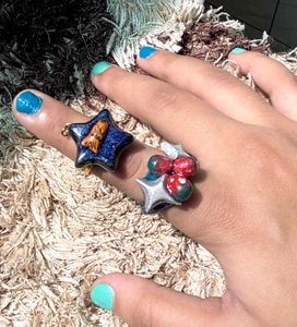 Y2K chunky Star & strawberry Statement Rings
