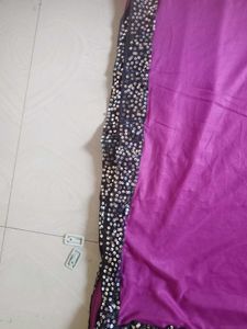 Elegant Purple Saree with Sequins