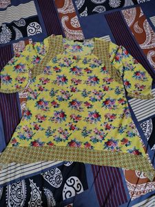 Bright Floral Yellow Tunic Top