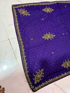 purple handwork saree