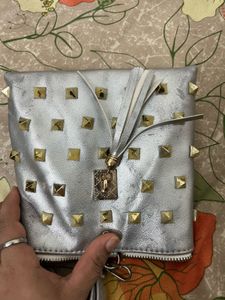 Silver Studded Clutch Bag