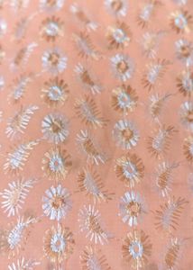 Peach Embroidered dress material