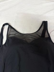 Black One-Piece Swimsuit with Padded Cups &amp; Mesh