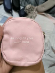 Cute Pink "Work Hard" Pouch