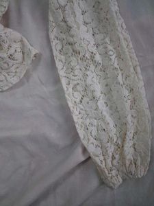 (Corset) Cream Lace Square Neck Top