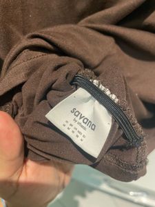 Brown Ruched One-Shoulder Top size M
