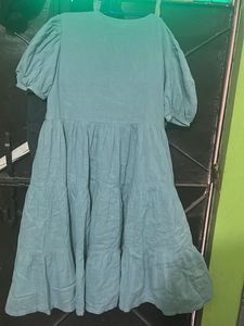 Light Blue Embroidered Tiered Dress