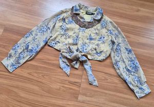 Sassafras chic Bird Print Cropped Blouse