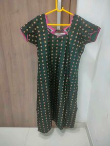 Diwali special Green Kurta With Pink Dupatta Set