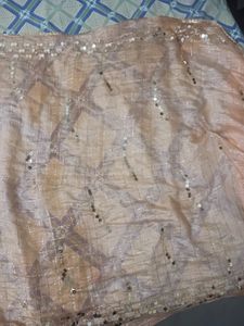 Light Orange Dupatta With Sequence Work